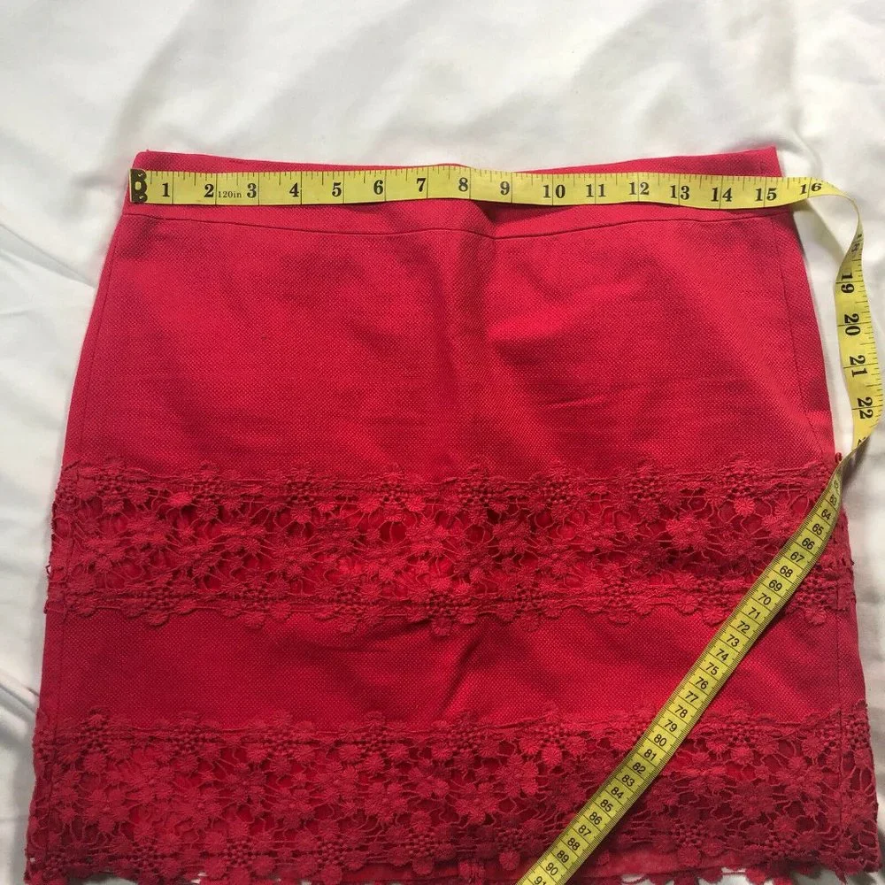 J Crew Solid Hot‎ Pink Crochet Daisy Lace Mini Straight Barbiecore